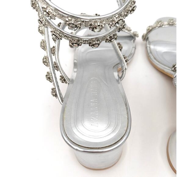 Azalea Wang Emiliano Rhinestone Ankle Wrap Strappy Sandals Women's Size US6 EU37 - Picture 6 of 12